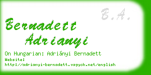 bernadett adrianyi business card